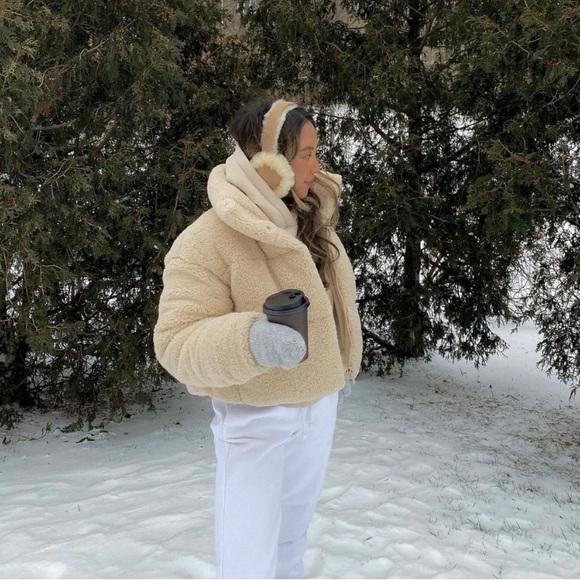 🥰 NWT Zara JACKET FAUX SHEARLING QUILTED ANORAK - Picture 10 of 17